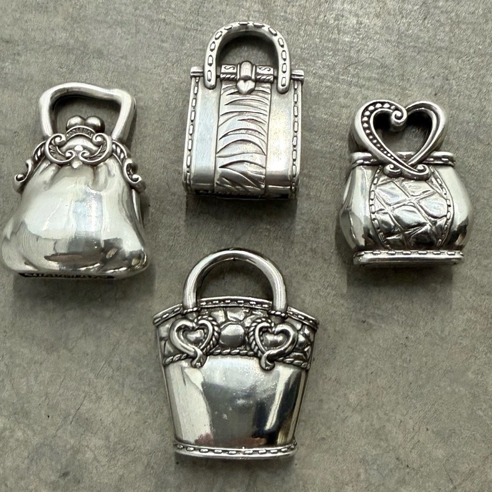 Set of 4 Brighton Handbag Silver Plated Place Card / Photo / Biz Card Holders